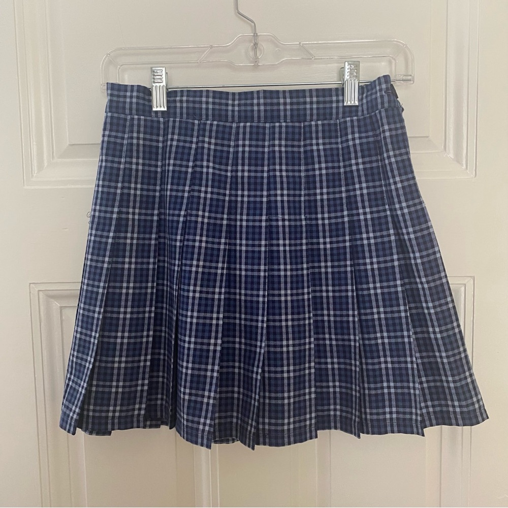 SOLD aerie blue plaid pleated skirt